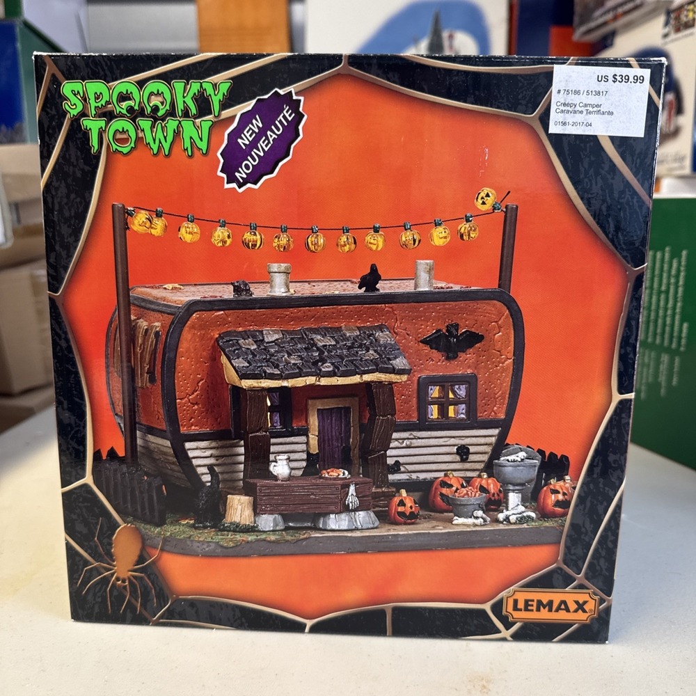 Lemax Spooky Town Creepy Camper 75186 Porcelain Lighted Halloween Village Read!
